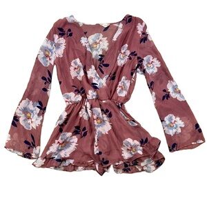 Altar’d State Elegant| Floral| Ruffle Hem| Wrap Romper
